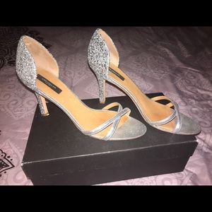 Anne Klein silver strap Dorsay Sandal heels.